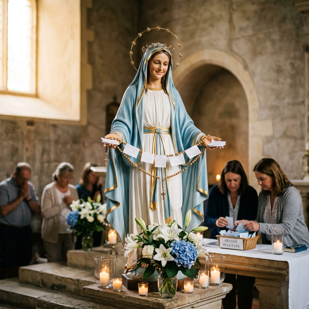 Nossa Senhora acolhendo preces
